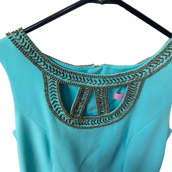 Lilly Pulitzer Shorely Blue Sleeveless Beaded Lane Shift Dress  Size 2 - Picture 6 of 8